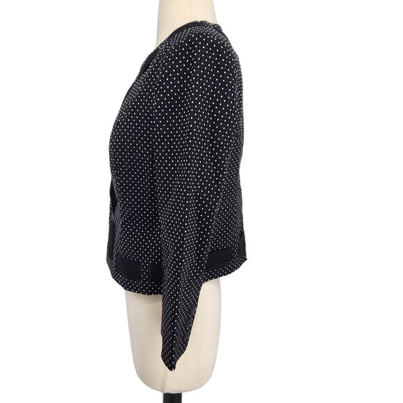 SALE Cabi #5156 Seaside Chic Cropped Polka Dot Chiffon Blazer Size 6 Black White - Picture 3 of 8